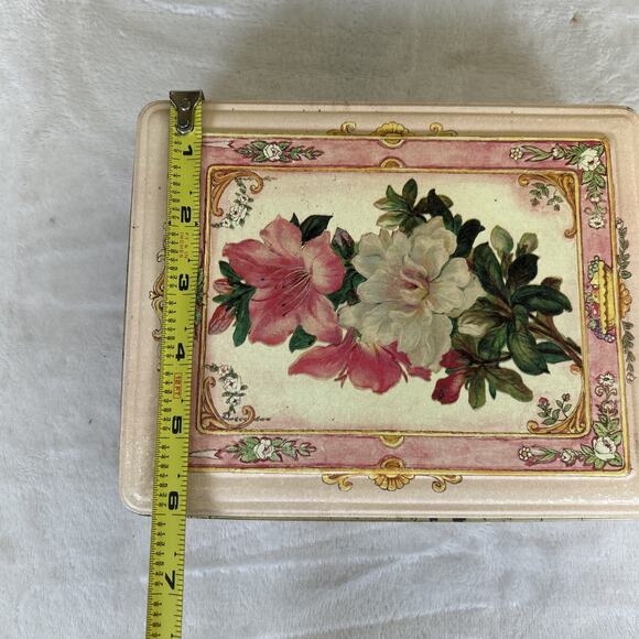 VTG Metal Tin Keller Charles of Philadelphia Flowers Floral Pink White Charity - Picture 8 of 11